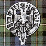 The Campbell of Loudoun Double Headed Eagle crest on a tartan background.
