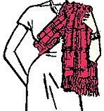 Ilustratiion of Clanswoman style sash etiquette.